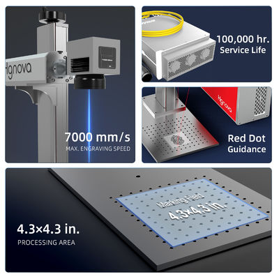 Desktop 20W/30W/50W Portable Fiber Laser Marking Machine New DXF for Plastic Metal Steel Jewelry Gold Rotary Axis Engraving