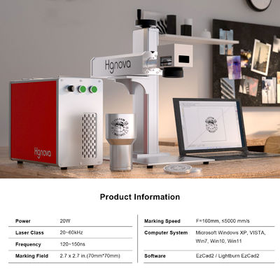 20W Portable Desktop Fiber Laser Marking Machine for Plastic Metal Steel Jewelry Gold Easy Operate Supports DXF Format New